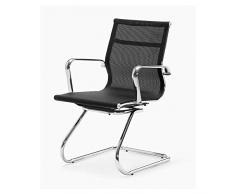 Sillón de Confidente CEFEO Ecopiel Alta calidad, Color Negro y Estructura Cromada