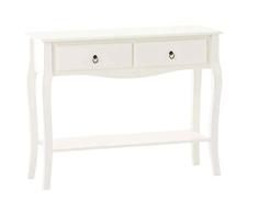 CLP Mesa Consola Liv En Estilo Rústico I Aparador Hecho En MDF I Mesa Recibidor con Patas Semi - Curvadas En Madera De Pino I Blanco