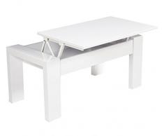 Studio Decor Mesa de Centro elevable Andrea, Color Blanco Brillo, 98 x 50 x 43 cm, Madera manufacturada, 98.4x50.2x42.6 cm