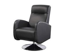 Adec - Living, Sillón Relax Giratorio, tapizado en símil Piel Color Negro, butaca Descanso, Medidas: 70 cm (Ancho) x 77 cm (Fondo) 102 cm (Alto)