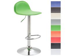 CLP Taburete Lana V2 de Cuero PU I Taburete de Bar Regulable en Altura & Giratorio I Taburete de Cocina con Respaldo I Color: Verde
