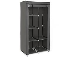 SONGMICS Armario Plegable para Ropa, Ropero de Metal y Tela Resistente al Polvo, 88 x 45 x 170 cm, Gris RYG84G
