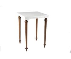 WHYNOTHOME Mesa Auxiliar TELEFONERA 4, Mesa con Tapa de MDF de 22 mm. Lacada Blanco y Patas Fabricadas con Madera de Fresno Macizo tintadas en Color Roble Oscuro.