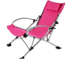 Silla Plegable al Aire Libre Sillón reclinable de Pesca Oficina de Ocio Almuerzo sillón reclinable con portavasos y Almohada Silla de Playa Multifuncional Sillón reclinable portátil