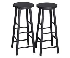 WOLTU 2X Taburete de Bar Muebles Cocina Silla de Comedor Taburete Alto para Salon Cocina Estructura de Metal, MDF Negro BH130sz-2