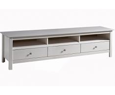 VS Venta-stock Mueble TV Betty 3 Cajones, Madera Maciza, Color Blanco capado