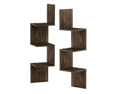 Furinno Rossi-Juego de 3 estanterías cuadradas Esquina Flotante, Columbia Nogal, 19.81 x 19.81 x 82.55 cm