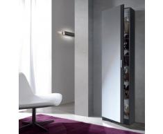 Habitdesign, Kristal 007866G - Armario zapatero con espejo, color Gris Ceniza, medidas: 180 x 50 x 20 cm de fondo