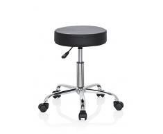 hjh OFFICE 729410 taburete OPERATOR II piel sintética negro base cromada pequeña silla de trabajo ajustable