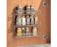 mDesign especiero con 3 niveles - Estante para especias idóneo como organizador de condimentos o salsas - De metal cromado