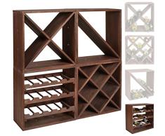 Estante para botellas de vino - Sistema modular CUBOX 50 - Mod. Dunkel 15 - Capacidad de hasta 15 botellas de 75 cl. - Tamaño 50 x 50 x 25 cm. en madera de pino FSC - Marrón