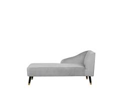 Beliani Chaise Longue en Terciopelo Gris Claro ALSVAG