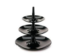 Koziol Babell- Frutero de 3 pisos, desmontable, 19,8 x 19,8 x 22 cm, Negro Sólido