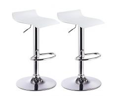 WOLTU 2X Taburetes de Bar Regulable en Altura Cuero Artificial Acero Cromado Asiento Acolchado Silla de Bar Taburetes Alto Cocina Blanco BH11ws-2