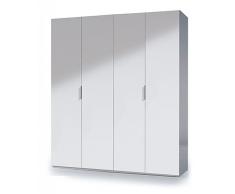 Habitdesign MAX054BO - Armario 4 puertas, color Blanco Brillo, medidas 200 x 180 x 52 cm de fondo
