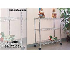 DonRegaloWeb - Estanteria de metal de 3 baldas con ruedas