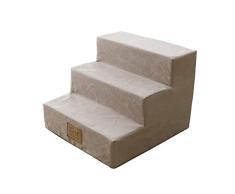 Taburete de escalera ZCJB Escaleras Antideslizantes for Mascotas de Color Caqui Escalera de 3 escalones, rampa for Mascotas de 30 cm de Altura con Cubierta de Gamuza, Ideal for Perros pequeños Witnin