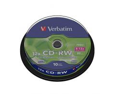 1x10 Verbatim CD-RW 80 / 700MB 10x Speed, torre de cd