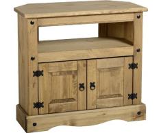Corona - Mueble de esquina para televisor en pino encerado envejecido