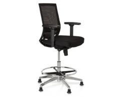 hjh OFFICE TOP WORK 77 - Silla de trabajo/de mostrador acolchado, malla, color negro
