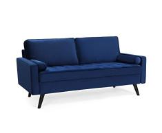 VASAGLE Sofá 3 Plazas, Superficie Aterciopelada, 176 x 83 x 84 cm, para Apartamento Pequeño, Habitación de Adolescentes, Estructura de Madera, Montaje Fácil, Azul Rey LCS50IN