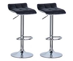 WOLTU 2X Taburetes de Bar Cuero Sintético Taburetes Alto Cocina Regulable en Altura Taburetes Giratorio Sillas Bar Tapizada Taburete de Trabajo Negro BH28sz-2