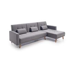 Home Heavenly - Sofá Chaiselongue Clic clac Arezzo, 3 plazas Convertible en Cama y Reversible Patas en Madera tapizado en Gris