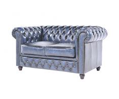 Chesterfield Showroom - Chesterfield Original Sofá - 2 plazas - Este sofa esta hecho completamente a mano - Azul envejecido - 150 x 79 x 92