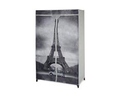 neu.holz] Armario Plegable - Armario ropero Textil - Ideal para Ropa de Temporada y Estudiantes diseño Torre Eiffel