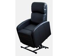 Astan Hogar Sillón Relax Con Función Auto-Ayuda (Levanta Personas), Reclinación Eléctrica, Tapizado en PU Anti-Cuarteo. Modelo Premium AH-AR30620NG, Acero, NEGRO,