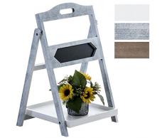 CLP Estantería Escalera Decorativa Mark I Estantería Pequeña con Un Estante I Estantería Decorativa de Madera & Una Pequeña Pizarra I Color: Gris Envejecido
