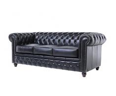 Chesterfield Showroom - Chesterfield Original Sofá - 3 plazas - Este sofa esta hecho completamente a mano - Negro - 200 x 79 x 92