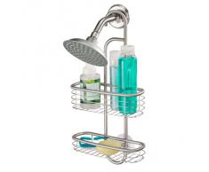 iDesign EstanterÃa colgante para ducha, pequeña cesta de ducha para colgar de acero, organizador de ducha con dos estantes para champú y gel, plateado