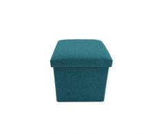 Rebecca Mobili Puff Cubo Plegable, otomano, baúl Cuadrado, Azul Turquesa, reposapiés de Tela- Medidas: 29 x 31 x 31 cm (AxANxF) - Art. RE6172