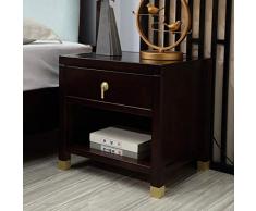 Huahua Furniture Mesita de Noche, Nuevo gabinete de la Esquina del gabinete del Nuevo Dormitorio Chino de la mesita de Noche de Madera sólida, 520 * 440 * 520 milímetro