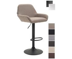 CLP Taburete De Bar Braga En Tela | Silla Alta Regulable En Altura & Giratorio I Taburete Con Respaldo & Reposabrazos I Color: Gris Topo, Negro