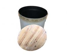 Mobili Rebecca Puff Industrial Taburete con Tapa Madera Metal Amarillo Negro Diseño Retro Almacenamiento Pasillo (Cod. RE4844)