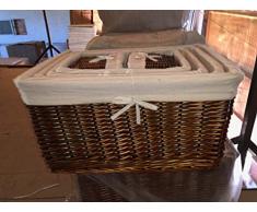 CAJONERA RECTANGULAR SET DE 6 NOGAL FORRADAS