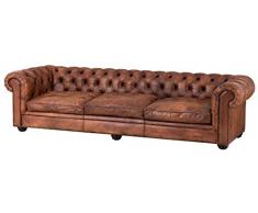 Casa Padrino aficionado 3 asientos sofá marrón tabaco 280 x 94 x H. 70 cm - de lujo sofá de cuero real
