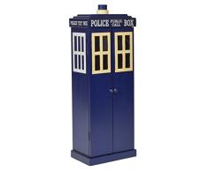 ts-ideen Unidad de Almacenamiento Armario para CD DVD Diseño Cabina de Telefono Policia Azul 78 x 28 cm