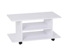 HOMCOM Mesa Armario móvil Mueble de TV Tele de Madera con Ruedas Color Blanco Nuevo