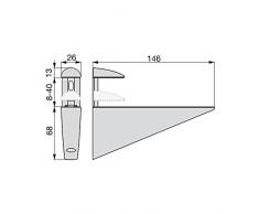 Emuca 4009225 - Lote de 2 soportes mod. Halcon para estante de madera o cristal de espesor 8-40mm acabado pintado aluminio