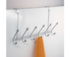 InterDesign Orbinni Colgador de puerta con 6 ganchos dobles, perchero de ropa en metal para colgar chaquetas, abrigos o toallas, plateado