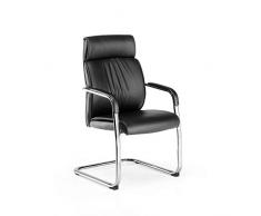 Sillón de Confidente Ecopiel Negra TAURUS, Reposabrazos Tapizados y Estructura Cromada