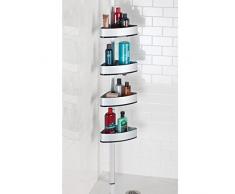 mDesign Organizador de Ducha con Barra telescópica - Práctica estantería de Ducha sin Taladro - Estantería esquinera para champú, Gel, Cuchillas, etc. - Plateado/Gris Humo - Fabricada con Aluminio