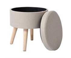 WOLTU SH08cm-1 - Taburete con Espacio de almacenaje, Tapa extraíble, Asiento Acolchado de Lino, Madera Maciza, Color Crema