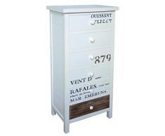 elbmöbel 108 x 50 x 36 cm Cómoda con Seis cajones Armario en Blanco rústico Madera Moderno Zapatero con Texto