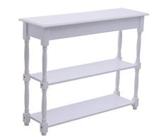 HOMCOM Mueble Recibidor Pasillo Mesa Consola Entrada Mesa Auxiliar con 2 Estantes 100x30x80cm Madera