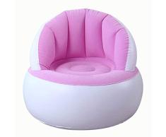 Aemiy Niños Flocado Silla Puf con Respaldo Hinchable Suave Sofá para Niños - Rosa