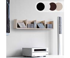NOVA - Estantería Porta CD DVD – Apto para 80 CD, 4 estantes, 17 x 92 x 16,5 cm, de Madera, Librería, Estante CD de Pared, Mueble DVD